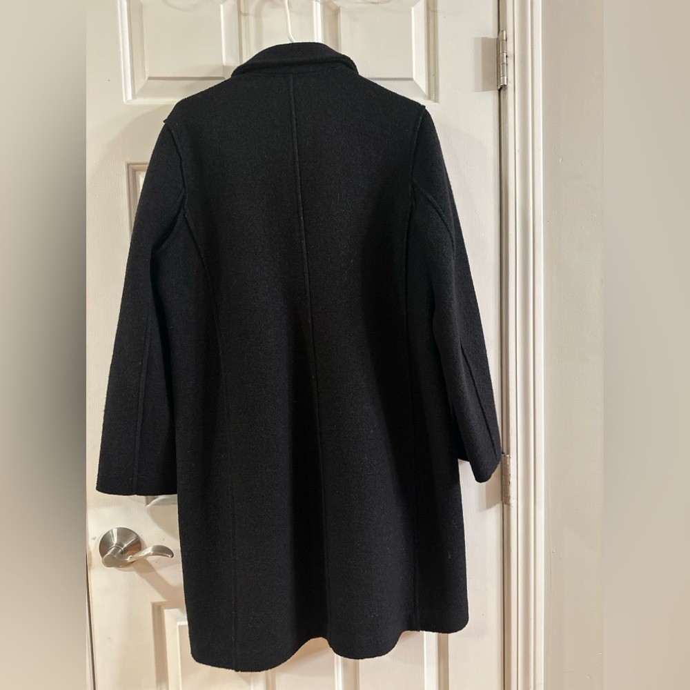 J. Crew Women's Double-Breasted Black Wool Coat - Picture 2 of 4